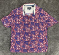 Nat Nast Luxury Originals Men’s Silk Blend Camp Shirt Red Blue Palm Print Sz L