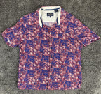 Nat Nast Luxury Originals Men’s Silk Blend Camp Shirt Red Blue Palm Print Sz L