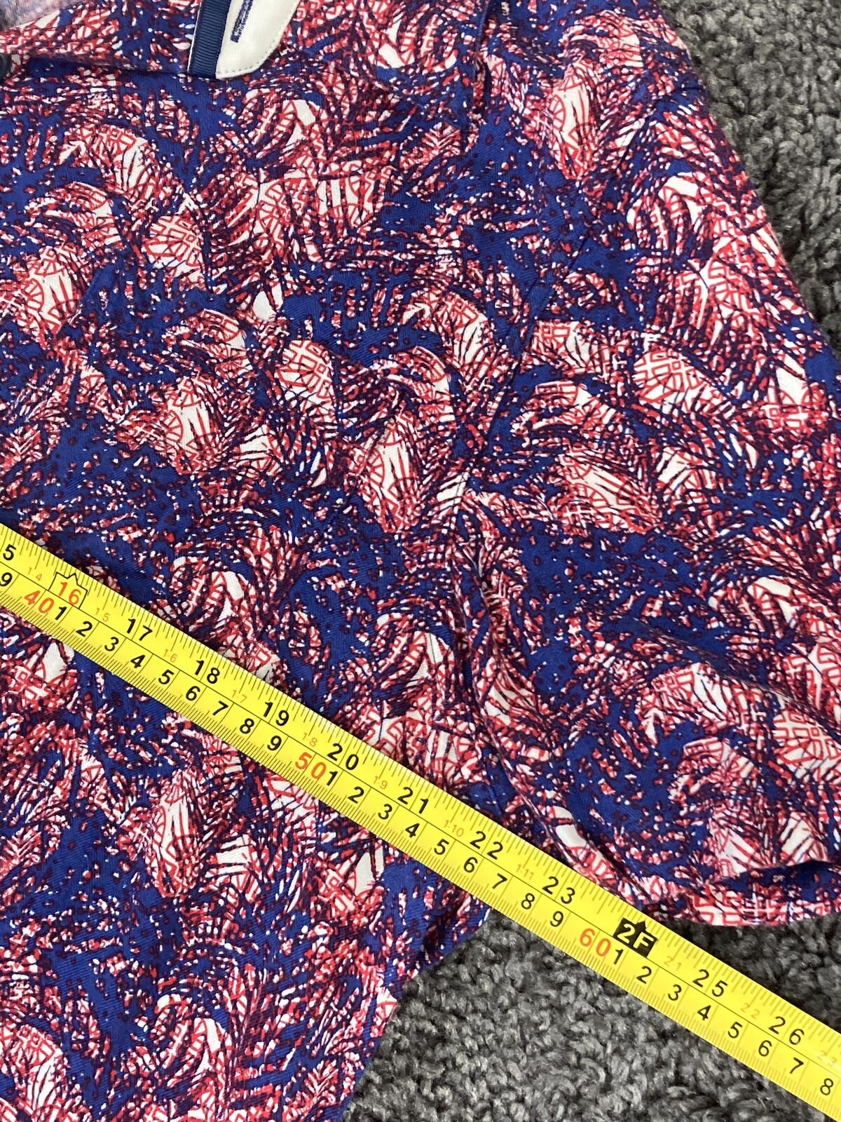 Nat Nast Luxury Originals Men’s Silk Blend Camp Shirt Red Blue Palm Print Sz L