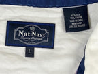 Nat Nast Luxury Originals Men’s Silk Blend Camp Shirt Red Blue Palm Print Sz L
