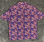 Nat Nast Luxury Originals Men’s Silk Blend Camp Shirt Red Blue Palm Print Sz L