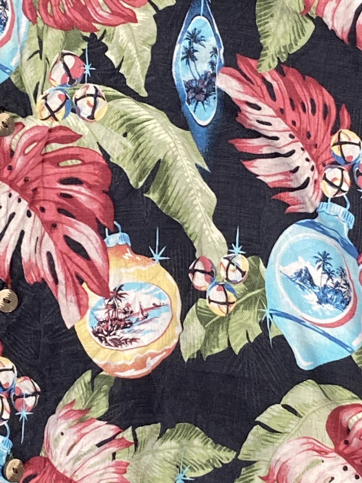 Tommy Bahama "With Bells On" Silk Christmas Camp Shirt Holiday Hawaiian Sz 2XT