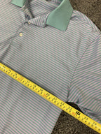 Peter Millar Summer Comfort Men's Large Purple Green Striped Golf Polo Shirt L