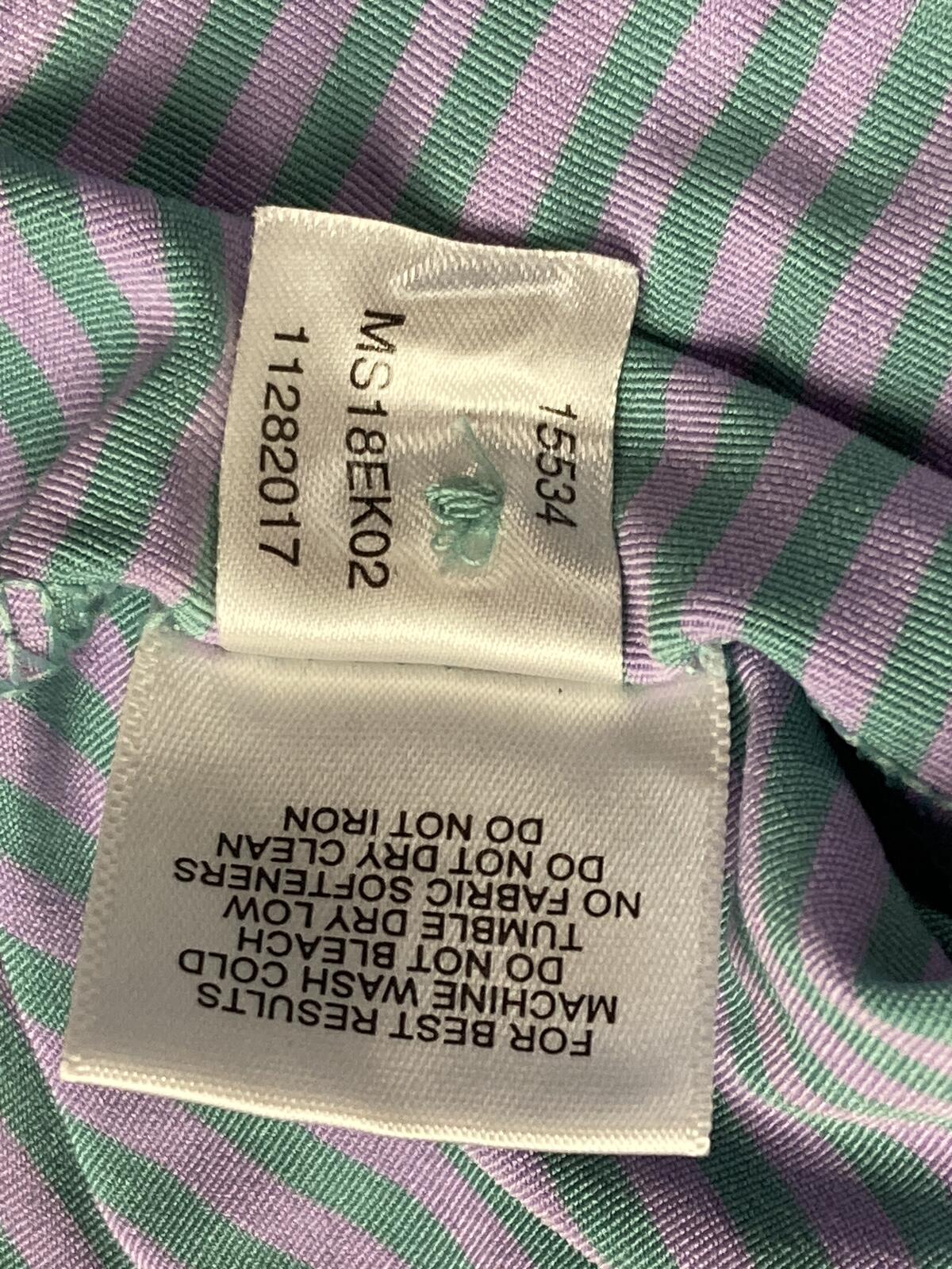 Peter Millar Summer Comfort Men's Large Purple Green Striped Golf Polo Shirt L