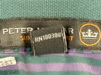 Peter Millar Summer Comfort Men's Large Purple Green Striped Golf Polo Shirt L