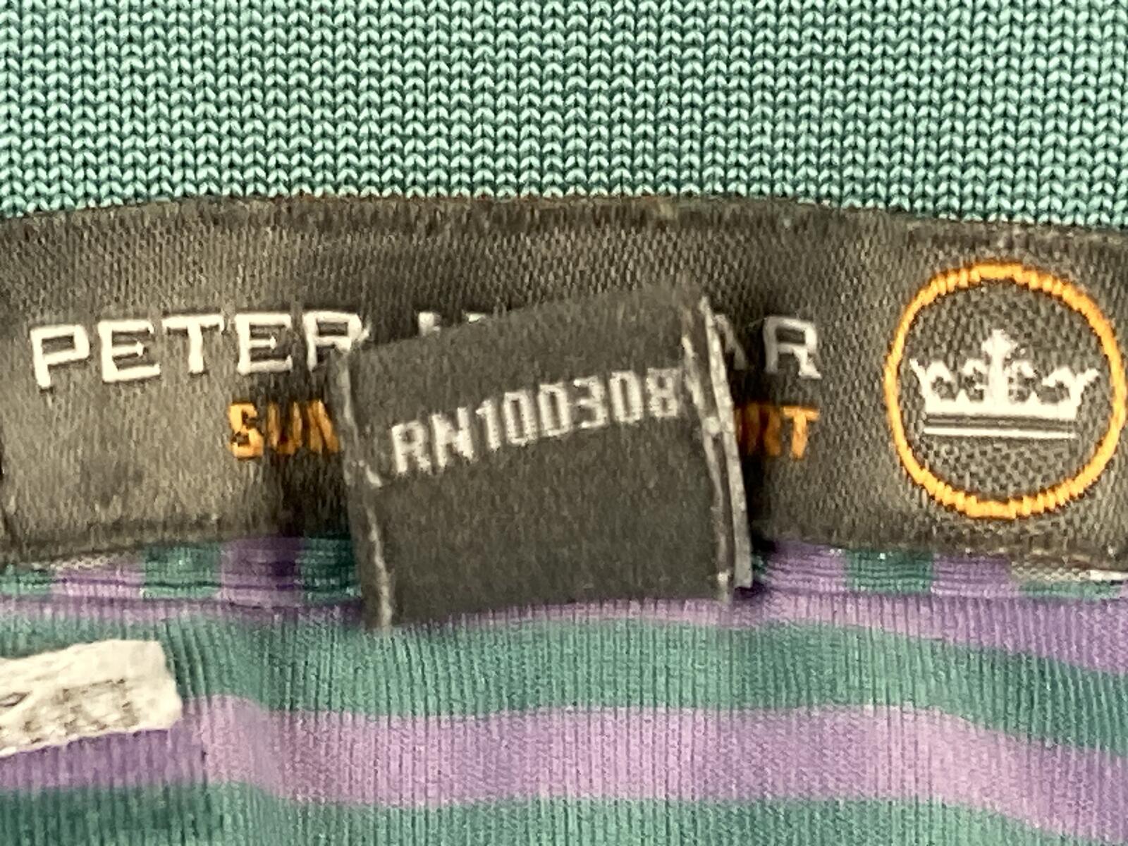 Peter Millar Summer Comfort Men's Large Purple Green Striped Golf Polo Shirt L