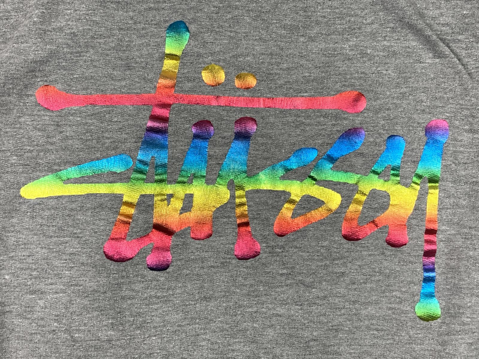 Rainbow Script Streetwear Pullover Hoodie Gray Men’s Size XL Skate Hoodie