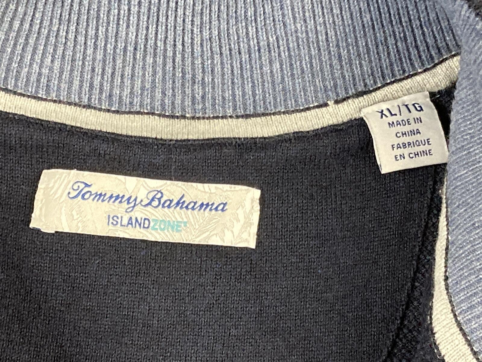 Tommy Bahama IslandZone Coolside Quarter-Zip Sweater Navy Blue Coolmax Men's XL
