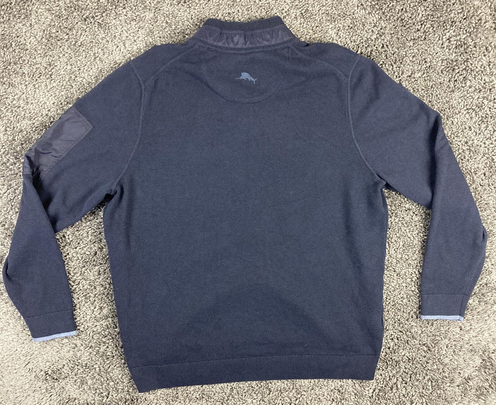 Tommy Bahama IslandZone Coolside Quarter-Zip Sweater Navy Blue Coolmax Men's XL