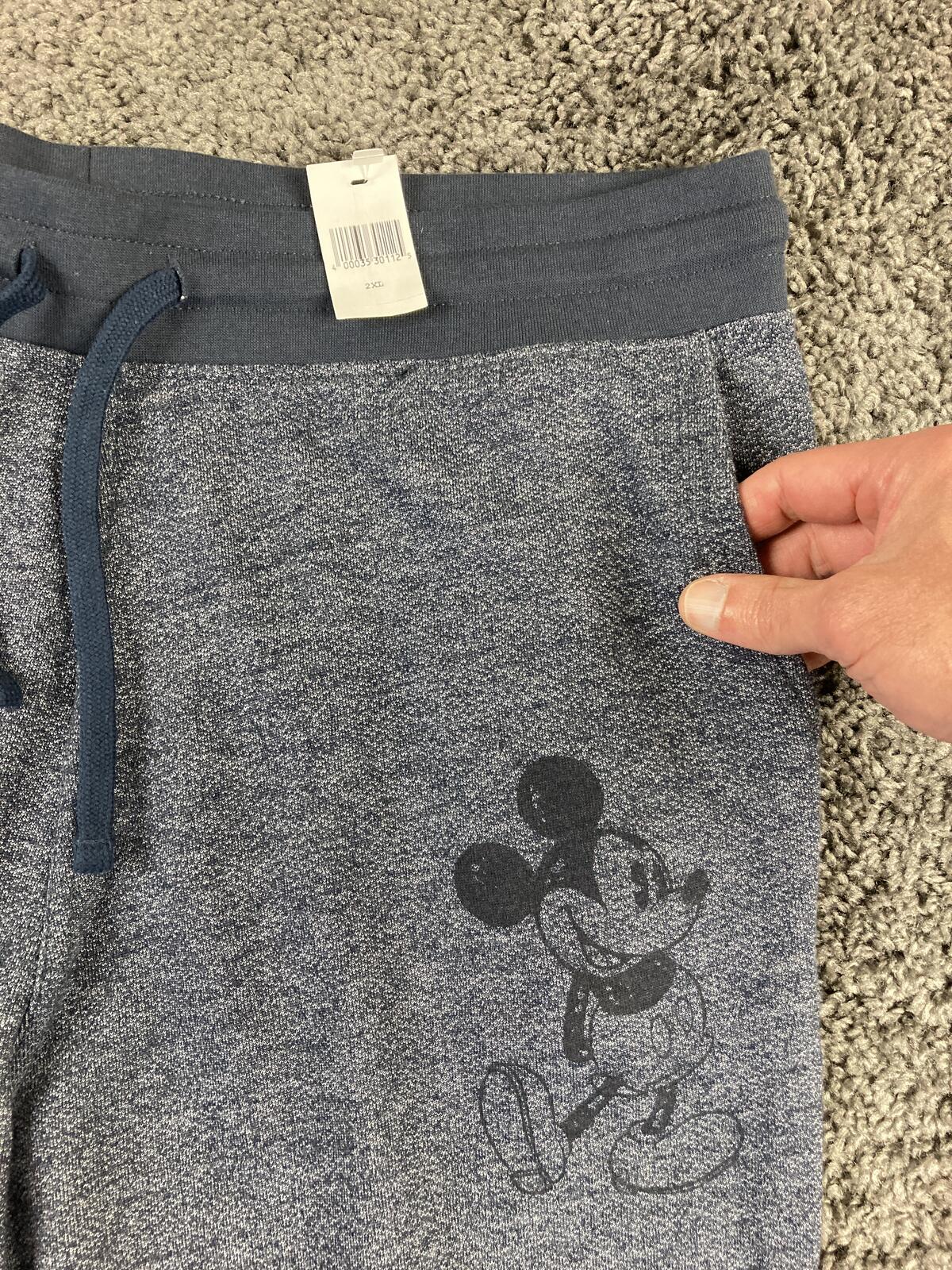 Disney Parks Jogger Sweatpants Mickey Mouse Graphic Unisex Blue Gray Sz 2XL NWT