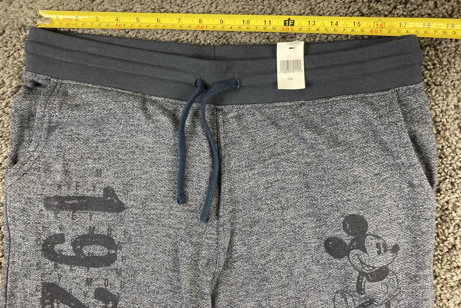 Disney Parks Jogger Sweatpants Mickey Mouse Graphic Unisex Blue Gray Sz 2XL NWT