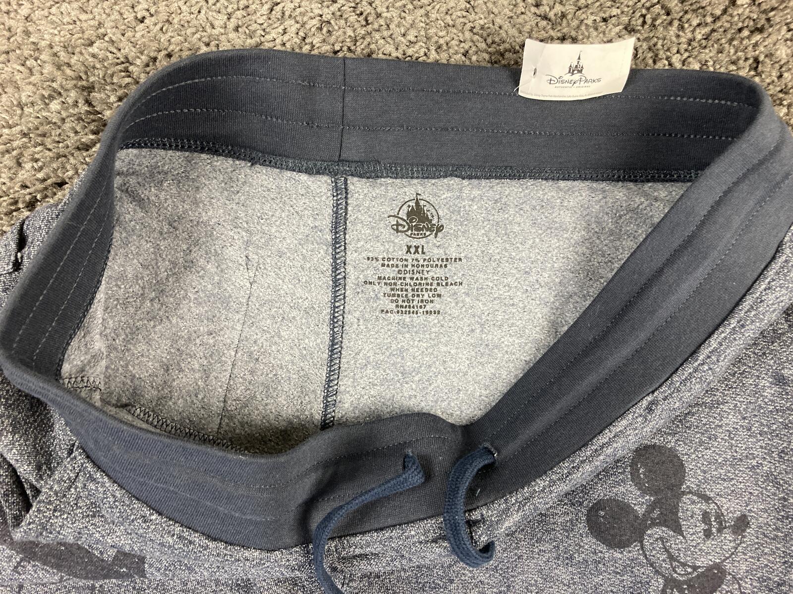 Disney Parks Jogger Sweatpants Mickey Mouse Graphic Unisex Blue Gray Sz 2XL NWT