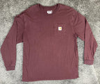 Carhartt Shirt Mens K126 Loose Fit Long Sleeve Pocket Workwear Maroon Sz XL