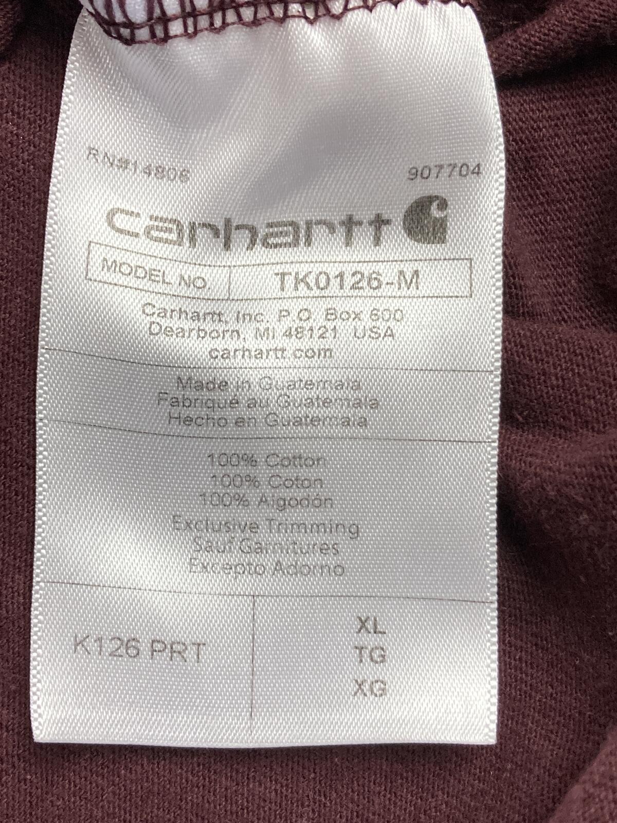 Carhartt Shirt Mens K126 Loose Fit Long Sleeve Pocket Workwear Maroon Sz XL