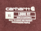 Carhartt Shirt Mens K126 Loose Fit Long Sleeve Pocket Workwear Maroon Sz XL