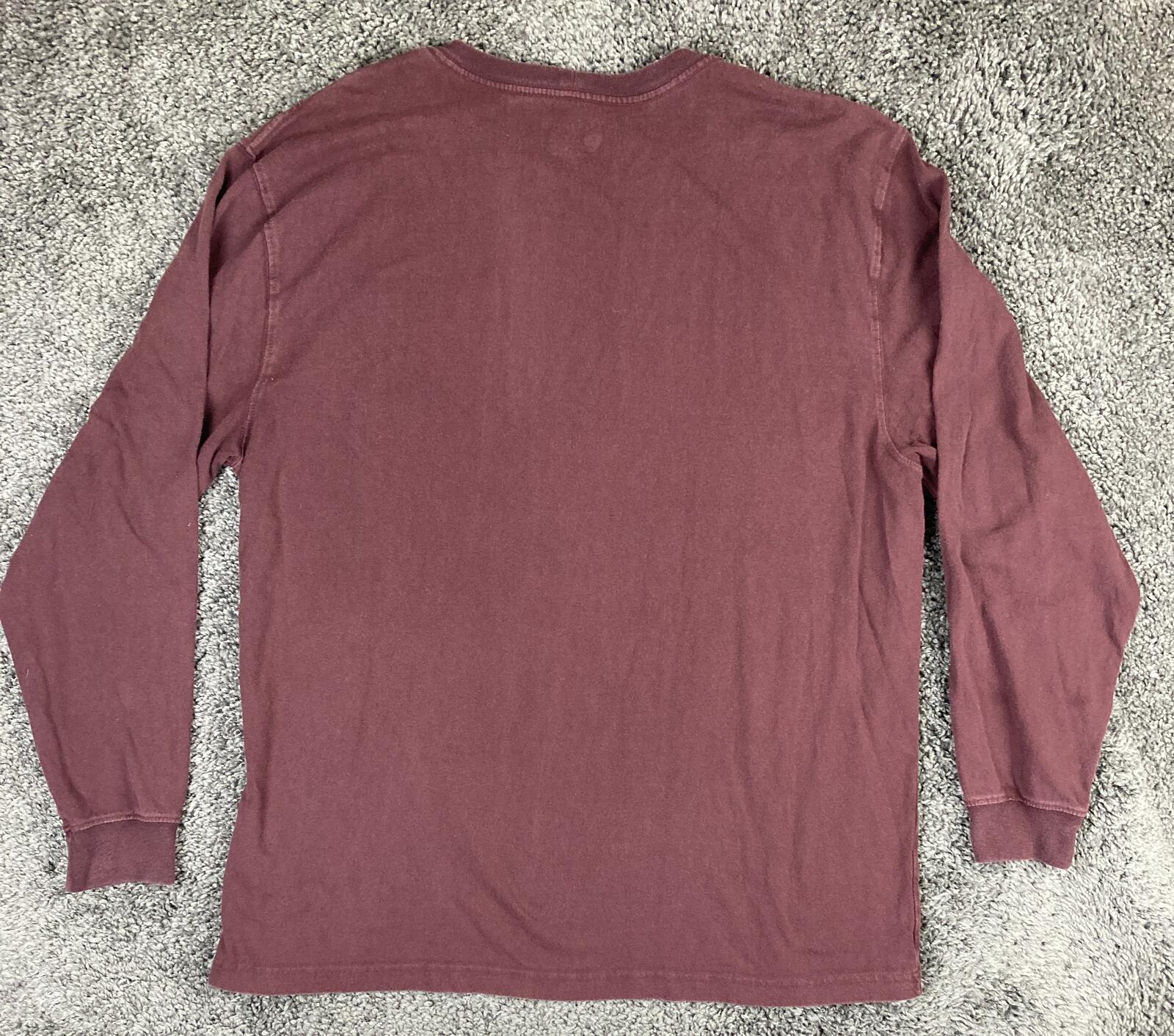 Carhartt Shirt Mens K126 Loose Fit Long Sleeve Pocket Workwear Maroon Sz XL