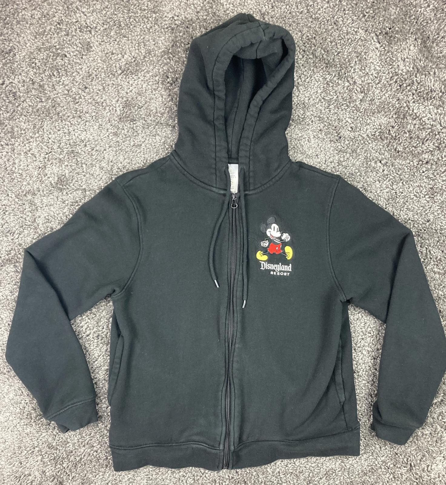 Disneyland Resort Hoodie Full Zip Black Embroidered Women's Micky Mouse Sz S
