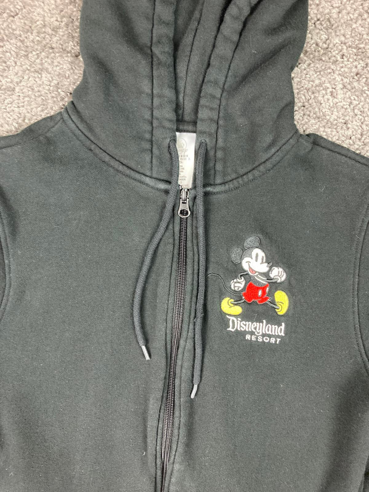 Disneyland Resort Hoodie Full Zip Black Embroidered Women's Micky Mouse Sz S