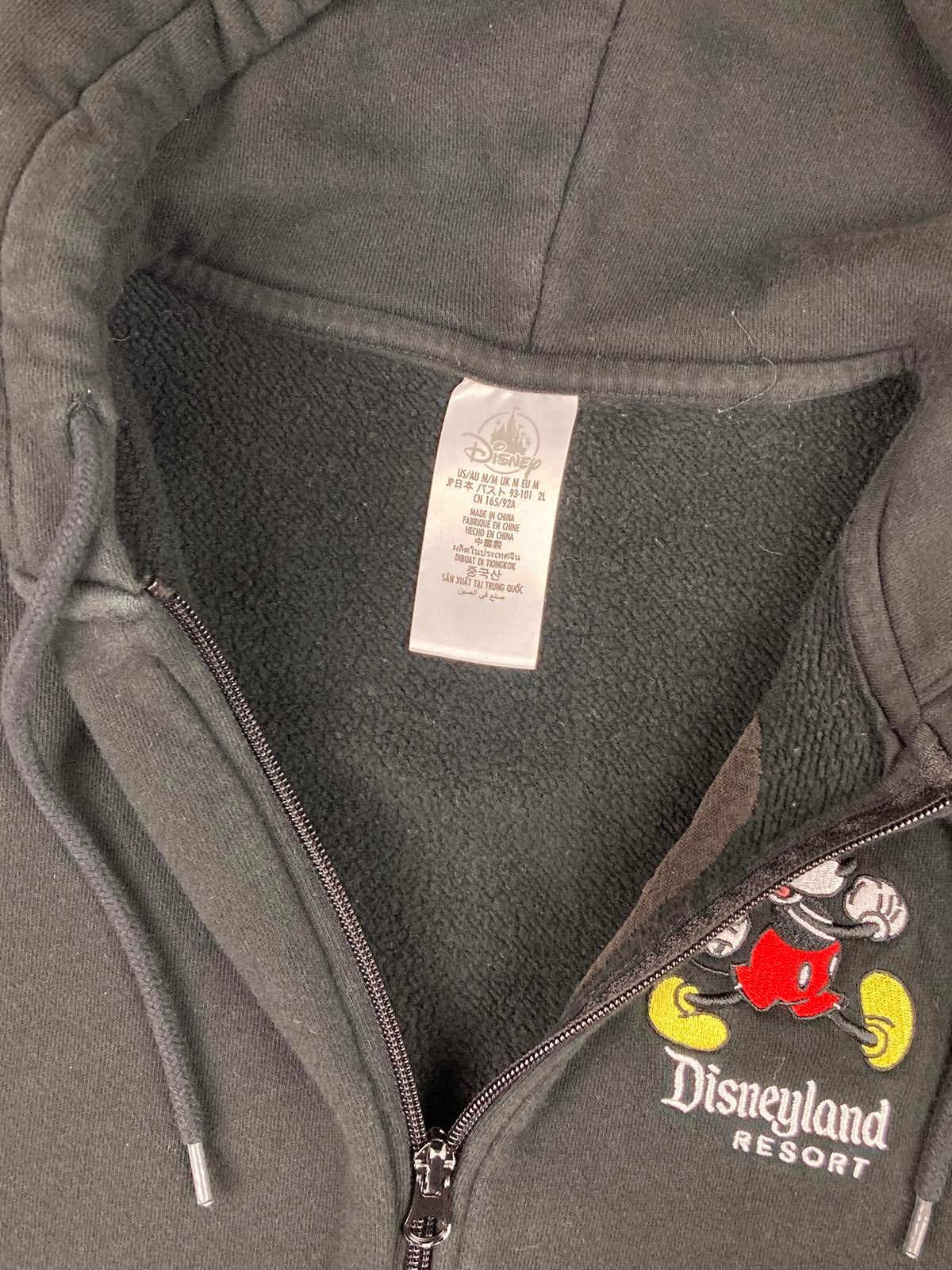 Disneyland Resort Hoodie Full Zip Black Embroidered Women's Micky Mouse Sz S