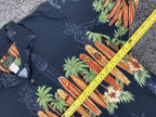 Hawaiian Reserve Collection Mens Black Surfboard Palm Tree Aloha Camp Shirt XL