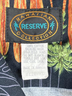 Hawaiian Reserve Collection Mens Black Surfboard Palm Tree Aloha Camp Shirt XL