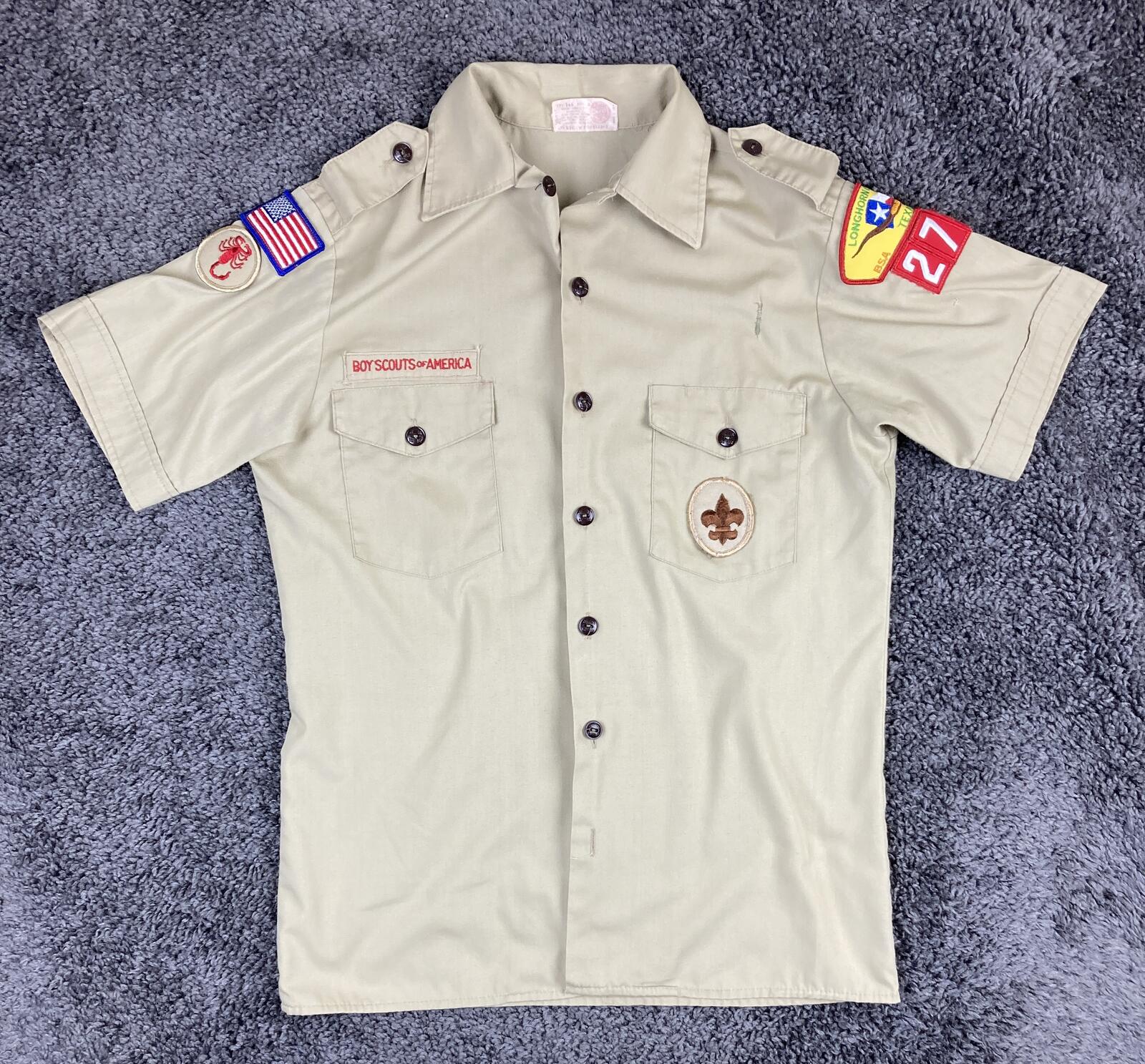 Official Boy Scouts of America BSA Tan Uniform Shirt Size Small Cat 599 USA
