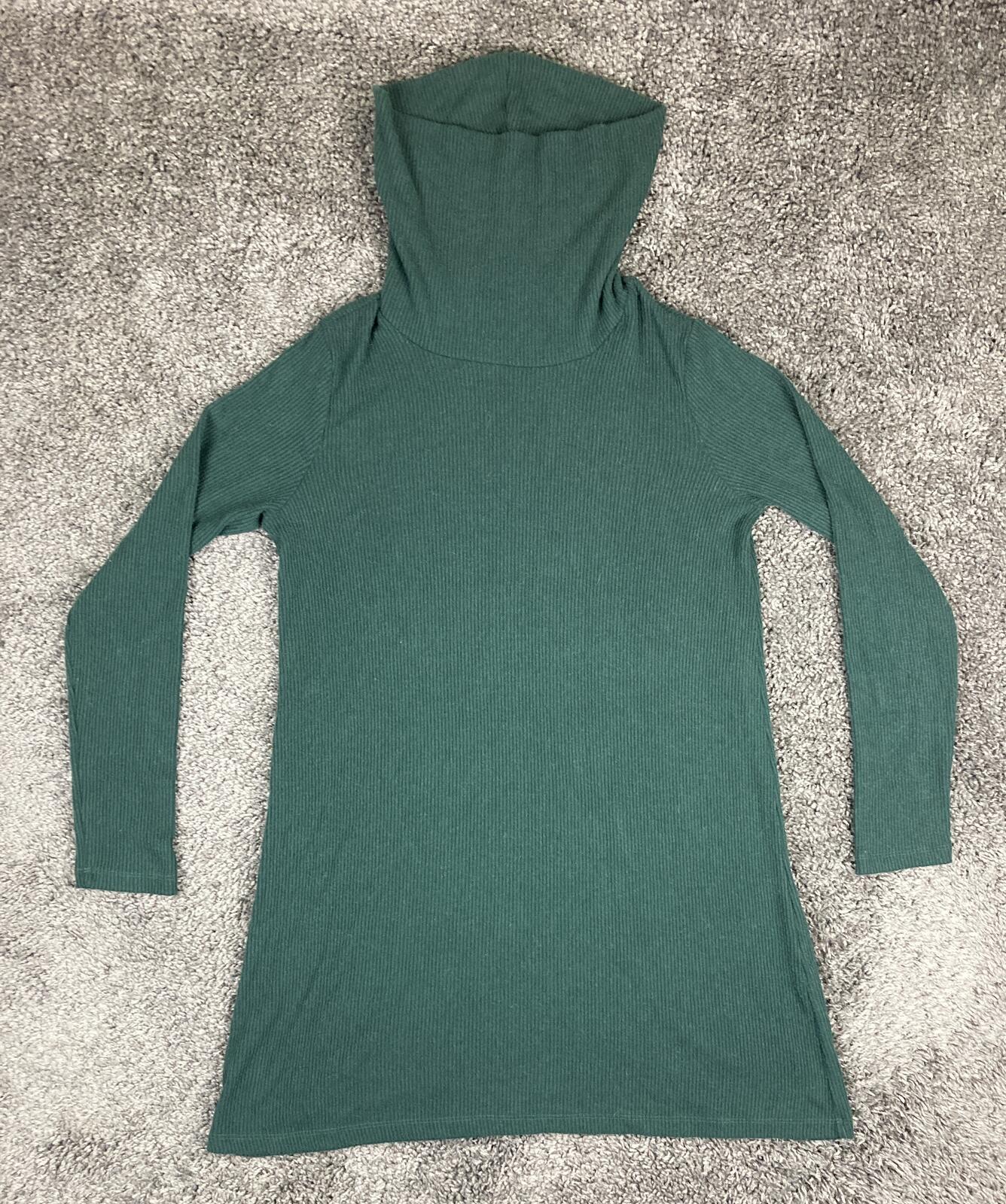 Michael Stars Green Ribbed Knit Cowl Neck Sweater Dress Women's Sz Large