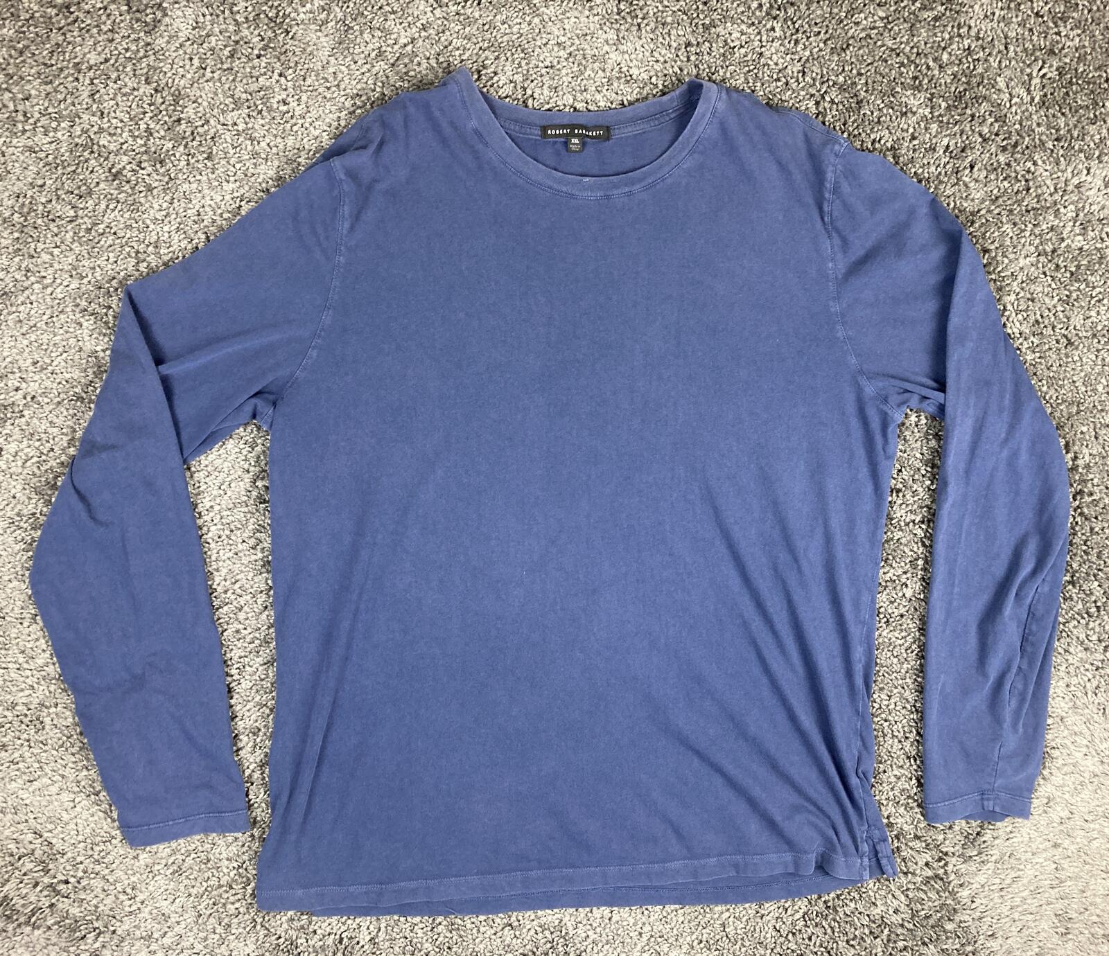 Robert Barakett Kentville Long Sleeve T-Shirt Men's Blue Pima Cotton Sz XXL