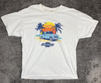 Chevrolet Classic Trucks T-Shirt White Chevy Blue Pickup Sunset Beach GM Sz XL