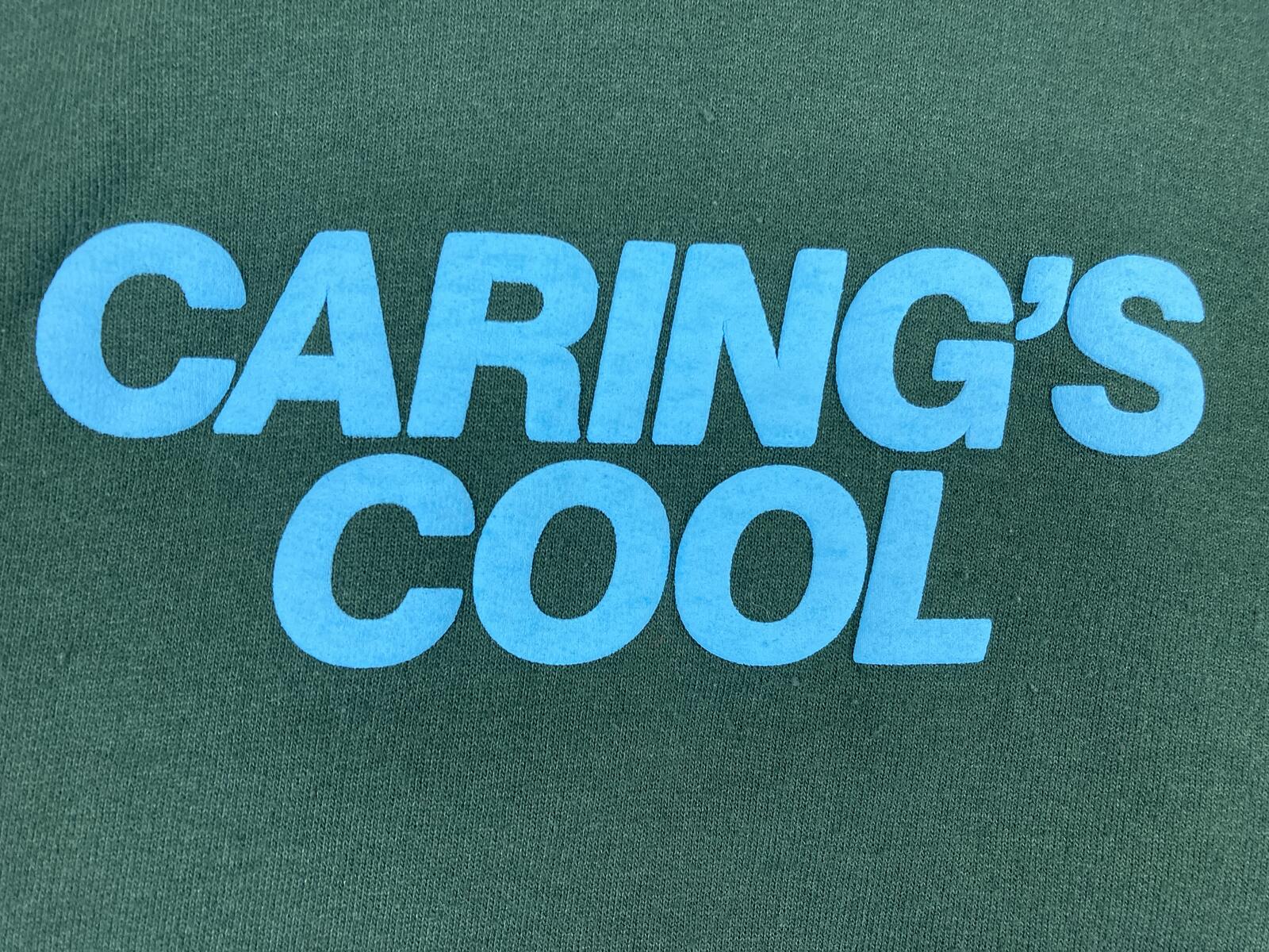 Lonely Ghost Caring's Cool Hoodie Forest Green It's Cool To Care Streetwear Sz L