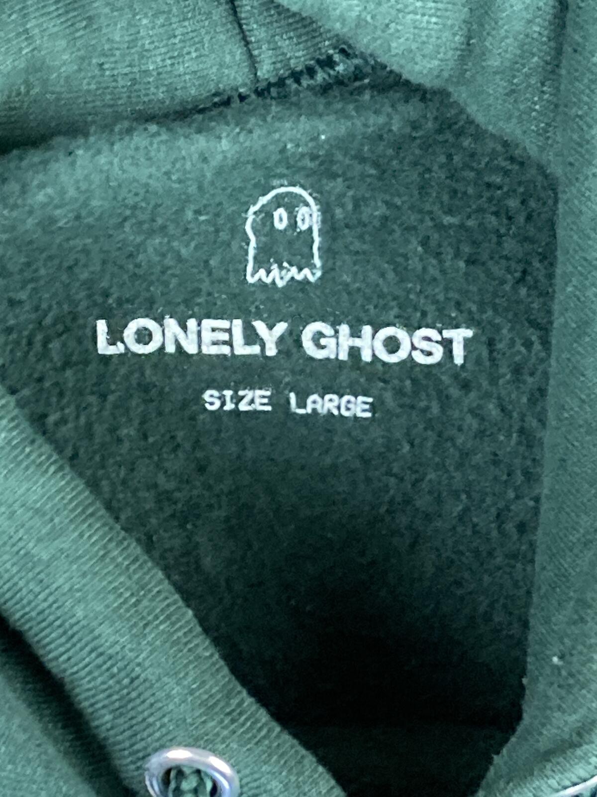 Lonely Ghost Caring's Cool Hoodie Forest Green It's Cool To Care Streetwear Sz L