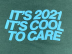 Lonely Ghost Caring's Cool Hoodie Forest Green It's Cool To Care Streetwear Sz L