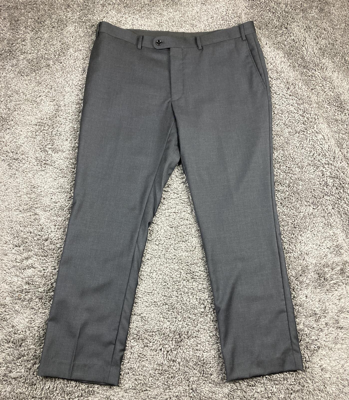 Indochino Dress Pants Men's Charcoal Gray 100% Wool Flat Front Trouser Sz 36