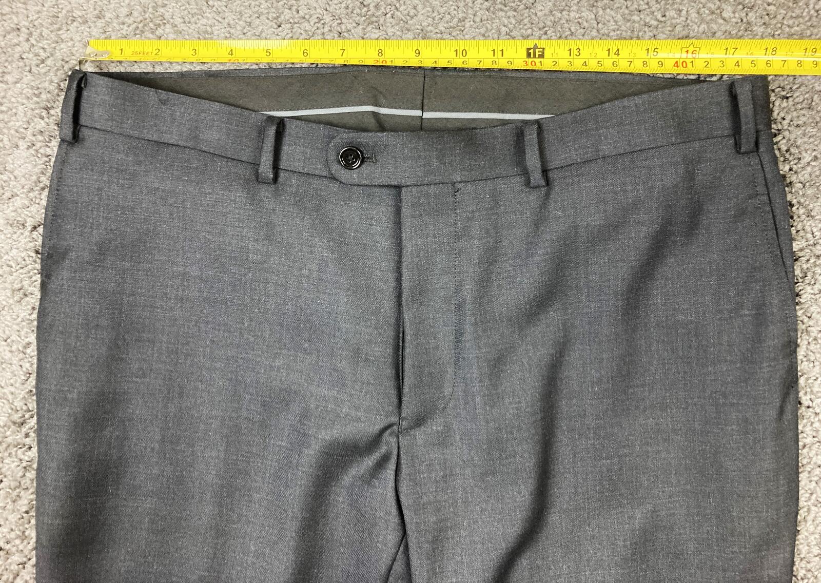 Indochino Dress Pants Men's Charcoal Gray 100% Wool Flat Front Trouser Sz 36