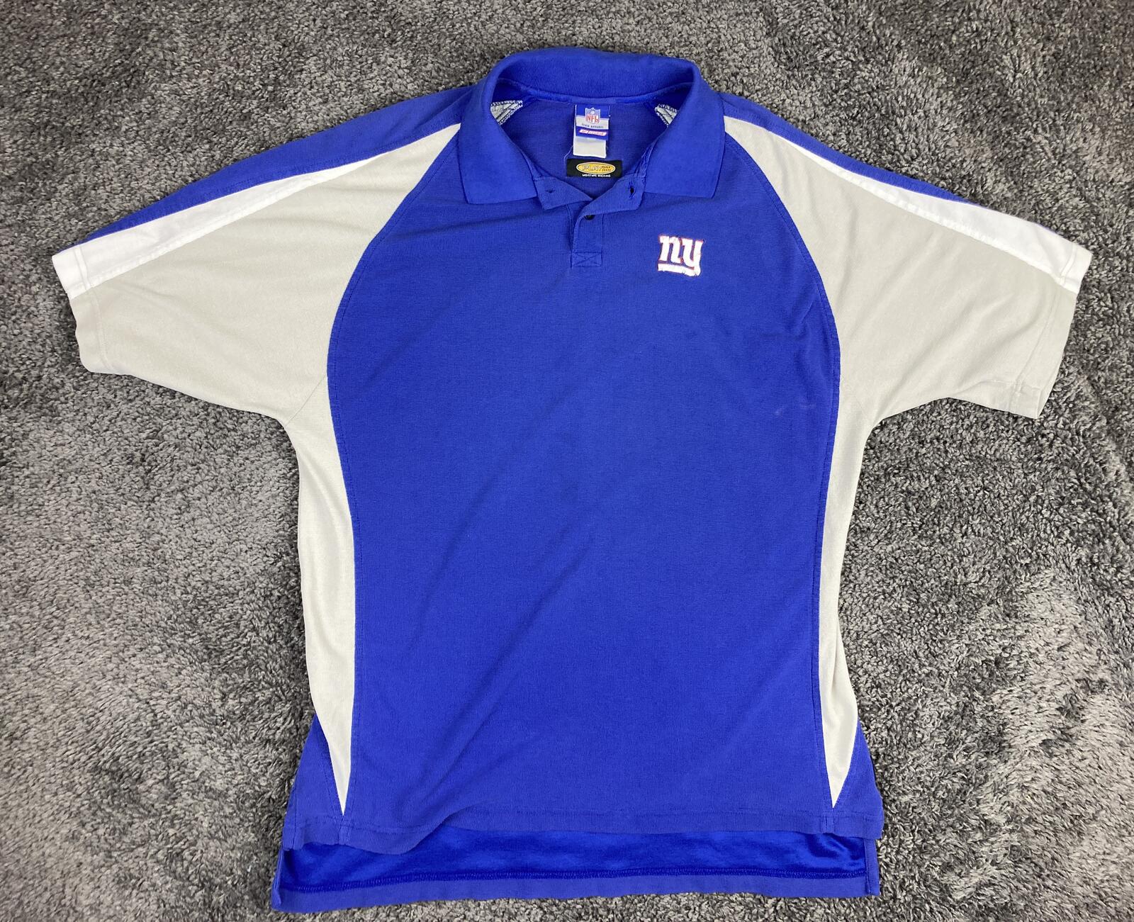 Reebok Polo Shirt NY Giants NFL Men's Blue White PlayDry Sz XL