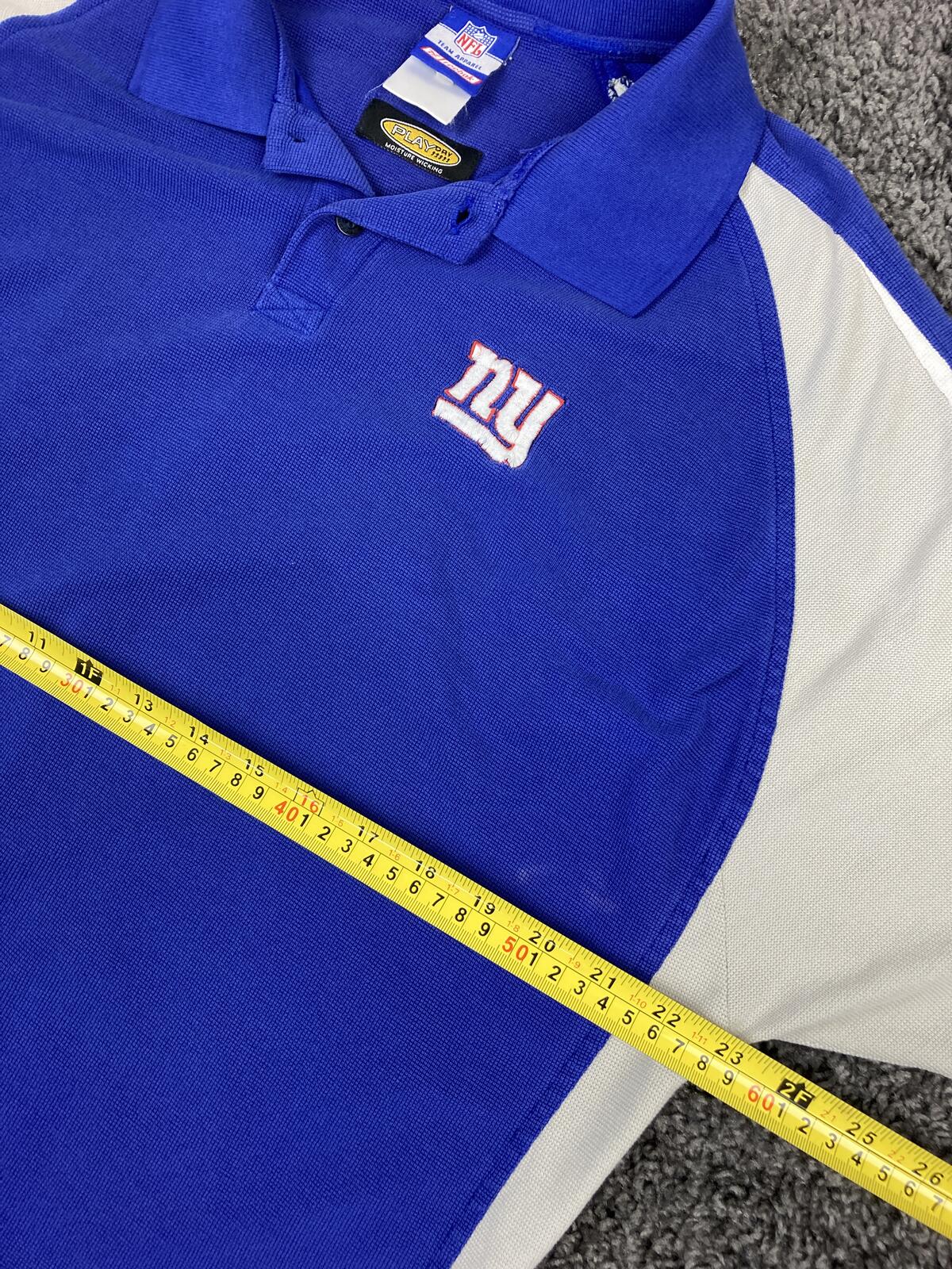 Reebok Polo Shirt NY Giants NFL Men's Blue White PlayDry Sz XL