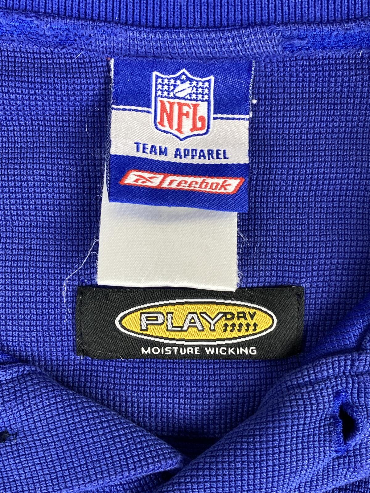 Reebok Polo Shirt NY Giants NFL Men's Blue White PlayDry Sz XL