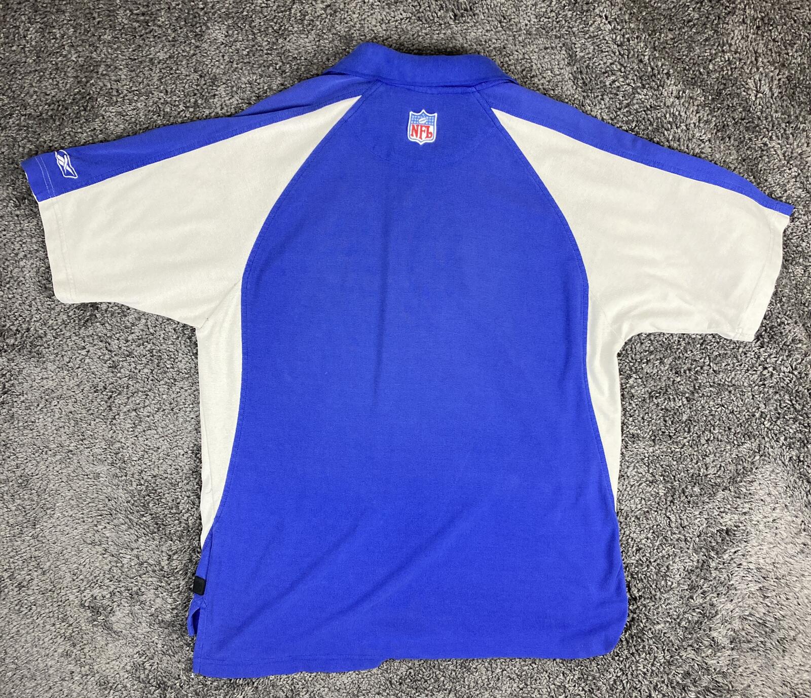 Reebok Polo Shirt NY Giants NFL Men's Blue White PlayDry Sz XL