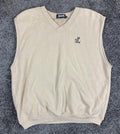 Vintage Ashworth Sweater Vest V-neck Sleeveless Men's Beige Golf Sz L