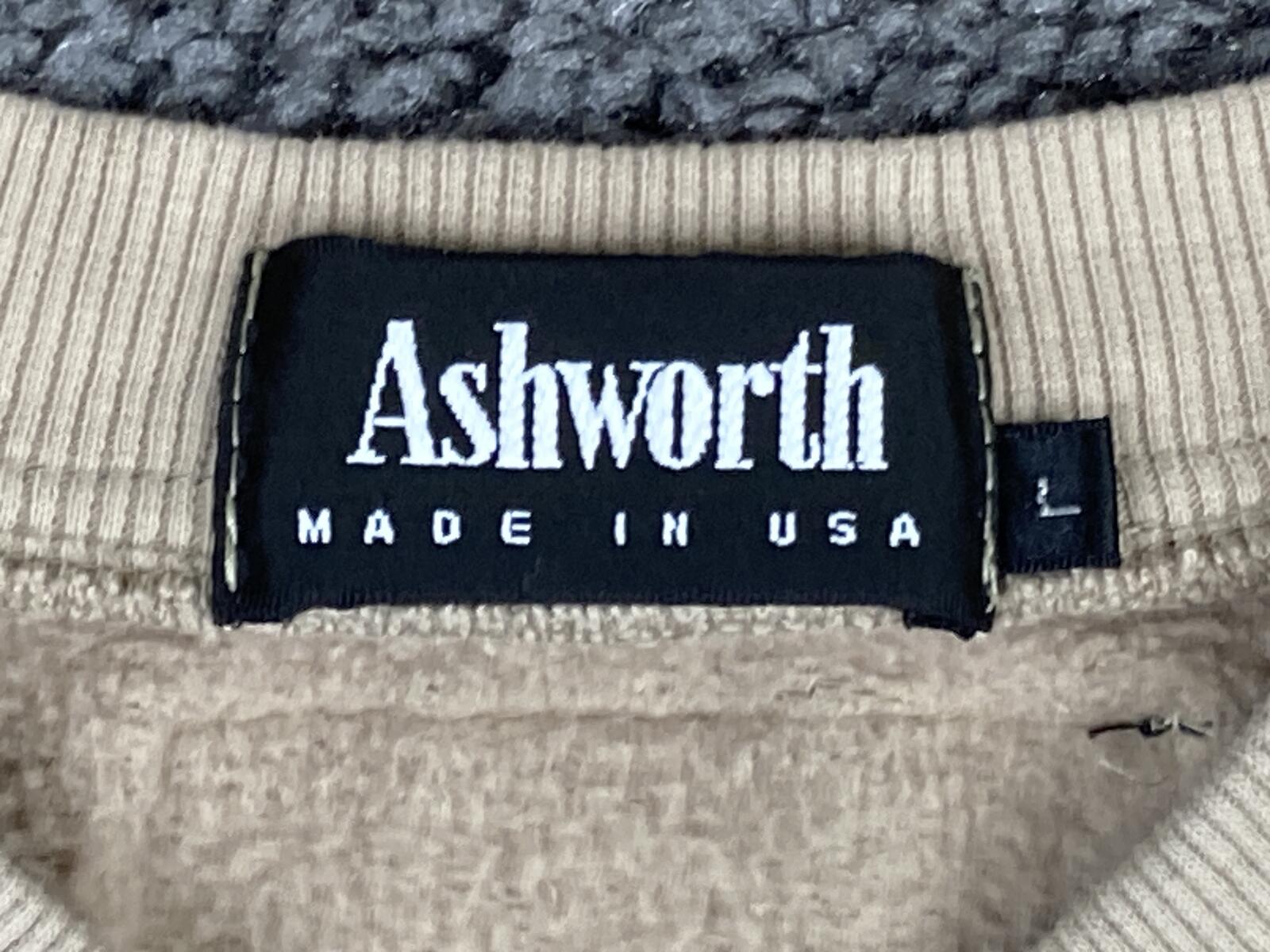 Vintage Ashworth Sweater Vest V-neck Sleeveless Men's Beige Golf Sz L