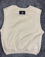 Vintage Ashworth Sweater Vest V-neck Sleeveless Men's Beige Golf Sz L