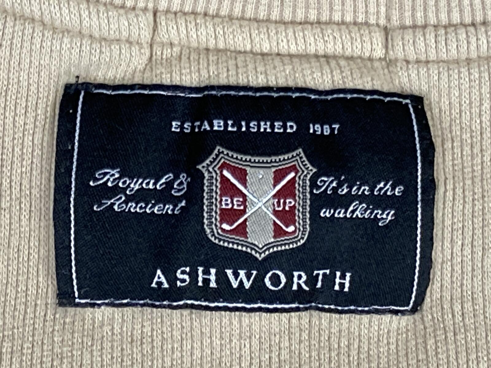 Vintage Ashworth Sweater Vest V-neck Sleeveless Men's Beige Golf Sz L