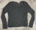 Halston Heritage Sweater Open Knit Women's Black Alpaca Wool Blend Sz XL