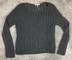 Halston Heritage Sweater Open Knit Women's Black Alpaca Wool Blend Sz XL