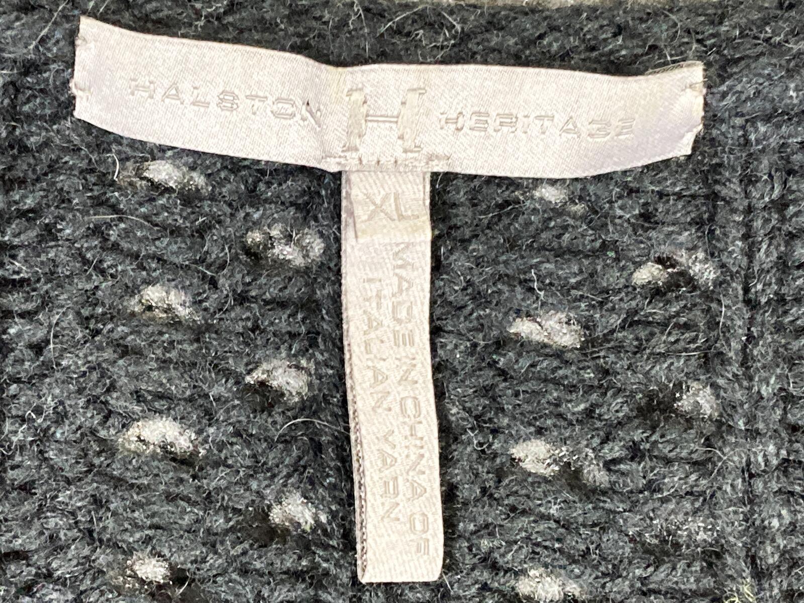 Halston Heritage Sweater Open Knit Women's Black Alpaca Wool Blend Sz XL