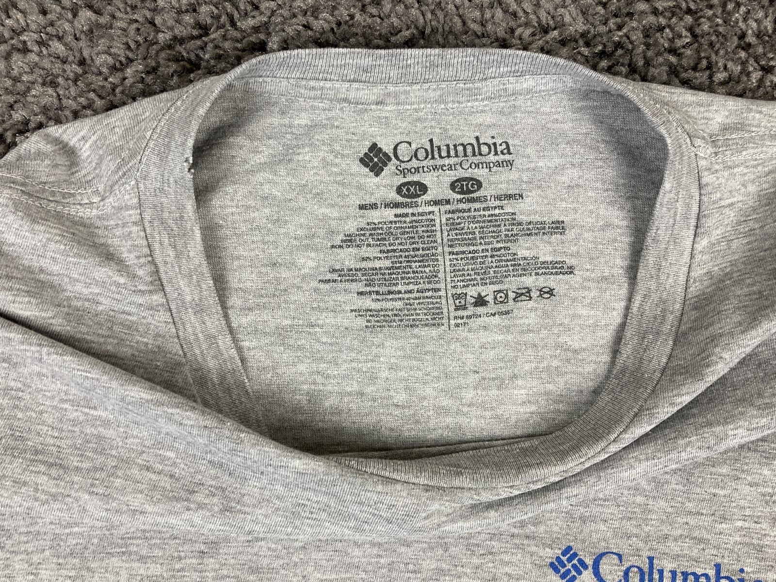 Columbia PFG Men's Gray Heather Marlin Flag Long Sleeve Shirt Performance Sz XXL