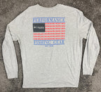 Columbia PFG Men's Gray Heather Marlin Flag Long Sleeve Shirt Performance Sz XXL