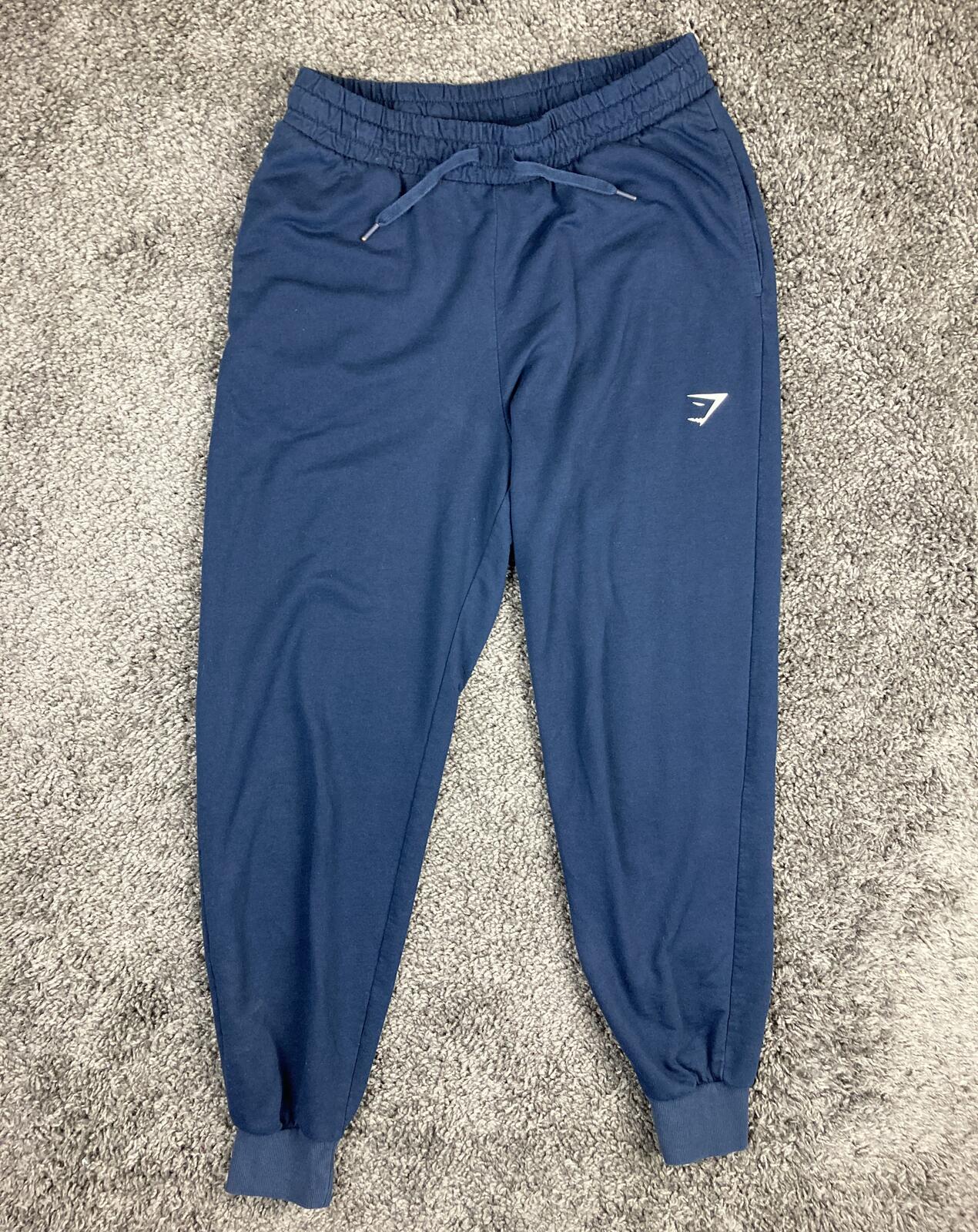 Gymshark Men's Crest Joggers Blue Tapered Slim Fit Sweatpants Size Medium