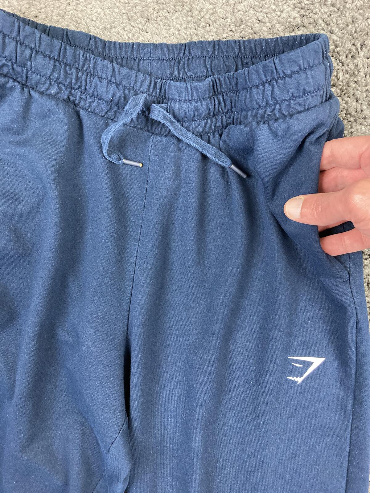 Gymshark Men's Crest Joggers Blue Tapered Slim Fit Sweatpants Size Medium