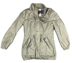 Blanc Noir Women's Utility Jacket Olive Green Plaid Lined Parka Sz XS